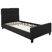 Tribeca Twin Size Tufted Upholstered Platform Bed in Black Fabric, HG-21-GG