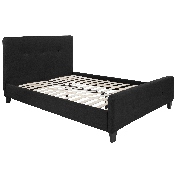 Tribeca Full Size Tufted Upholstered Platform Bed in Black Fabric, HG-22-GG