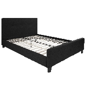 Tribeca Queen Size Tufted Upholstered Platform Bed in Black Fabric, HG-23-GG
