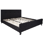 Tribeca King Size Tufted Upholstered Platform Bed in Black Fabric, HG-24-GG