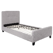 Tribeca Twin Size Tufted Upholstered Platform Bed in Light Gray Fabric, HG-25-GG