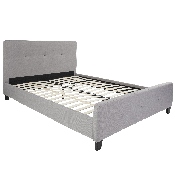 Tribeca Queen Size Tufted Upholstered Platform Bed in Light Gray Fabric, HG-27-GG