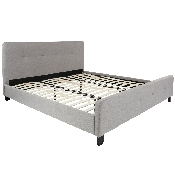 Tribeca King Size Tufted Upholstered Platform Bed in Light Gray Fabric, HG-28-GG