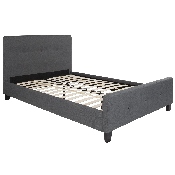 Tribeca Full Size Tufted Upholstered Platform Bed in Dark Gray Fabric, HG-30-GG