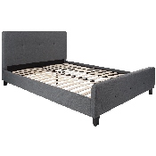 Tribeca Queen Size Tufted Upholstered Platform Bed in Dark Gray Fabric, HG-31-GG