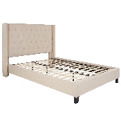 Riverdale Full Size Tufted Upholstered Platform Bed in Beige Fabric, HG-34-GG
