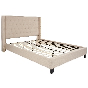 Riverdale Queen Size Tufted Upholstered Platform Bed in Beige Fabric, HG-35-GG