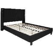 Riverdale Queen Size Tufted Upholstered Platform Bed in Black Fabric, HG-39-GG