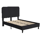 Addison Charcoal Full Fabric Upholstered Platform Bed - Headboard with Rounded Edges - No Box Spring or Foundation Needed