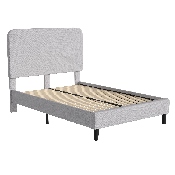 Addison Light Grey Full Fabric Upholstered Platform Bed - Headboard with Rounded Edges - No Box Spring or Foundation Needed