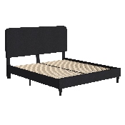 Addison Charcoal King Fabric Upholstered Platform Bed - Headboard with Rounded Edges - No Box Spring or Foundation Needed