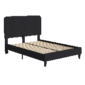 Addison Charcoal Queen Fabric Upholstered Platform Bed - Headboard with Rounded Edges - No Box Spring or Foundation Needed
