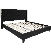 Riverdale King Size Tufted Upholstered Platform Bed in Black Fabric, HG-40-GG