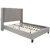 Riverdale Full Size Tufted Upholstered Platform Bed in Light Gray Fabric, HG-42-GG