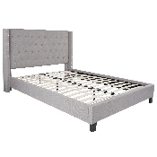 Riverdale Queen Size Tufted Upholstered Platform Bed in Light Gray Fabric, HG-43-GG