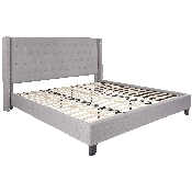 Riverdale King Size Tufted Upholstered Platform Bed in Light Gray Fabric, HG-44-GG