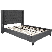 Riverdale Full Size Tufted Upholstered Platform Bed in Dark Gray Fabric, HG-46-GG