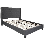 Riverdale Queen Size Tufted Upholstered Platform Bed in Dark Gray Fabric, HG-47-GG