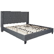 Riverdale King Size Tufted Upholstered Platform Bed in Dark Gray Fabric, HG-48-GG