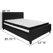 Tribeca Queen Size Tufted Upholstered Platform Bed in Black Fabric with Pocket Spring Mattress, HG-BM-23-GG