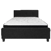 Tribeca Queen Size Tufted Upholstered Platform Bed in Black Fabric with Pocket Spring Mattress, HG-BM-23-GG