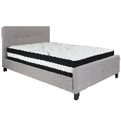 Tribeca Full Size Tufted Upholstered Platform Bed in Light Gray Fabric with Pocket Spring Mattress, HG-BM-26-GG