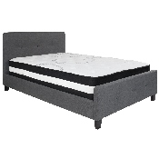 Tribeca Full Size Tufted Upholstered Platform Bed in Dark Gray Fabric with Pocket Spring Mattress, HG-BM-30-GG