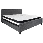 Tribeca King Size Tufted Upholstered Platform Bed in Dark Gray Fabric with Pocket Spring Mattress, HG-BM-32-GG