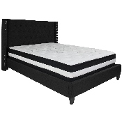 Riverdale Queen Size Tufted Upholstered Platform Bed in Black Fabric with Pocket Spring Mattress, HG-BM-39-GG