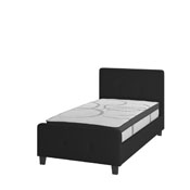 Tribeca Twin Size Tufted Upholstered Platform Bed in Black Fabric with 10 Inch CertiPUR-US Certified Pocket Spring Mattress, HG-BM10-21-GG