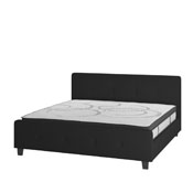 Tribeca King Size Tufted Upholstered Platform Bed in Black Fabric with 10 Inch CertiPUR-US Certified Pocket Spring Mattress, HG-BM10-24-GG