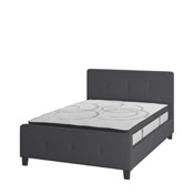 Tribeca Full Size Tufted Upholstered Platform Bed in Dark Gray Fabric with 10 Inch CertiPUR-US Certified Pocket Spring Mattress, HG-BM10-30-GG