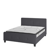 Tribeca Queen Size Tufted Upholstered Platform Bed in Dark Gray Fabric with 10 Inch CertiPUR-US Certified Pocket Spring Mattress, HG-BM10-31-GG