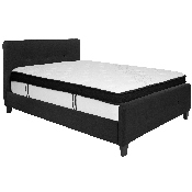Tribeca Full Size Tufted Upholstered Platform Bed in Black Fabric with Memory Foam Mattress, HG-BMF-22-GG