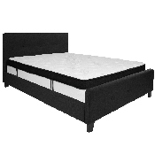 Tribeca Queen Size Tufted Upholstered Platform Bed in Black Fabric with Memory Foam Mattress, HG-BMF-23-GG