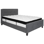 Tribeca Full Size Tufted Upholstered Platform Bed in Dark Gray Fabric with Memory Foam Mattress, HG-BMF-30-GG