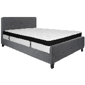 Tribeca Queen Size Tufted Upholstered Platform Bed in Dark Gray Fabric with Memory Foam Mattress, HG-BMF-31-GG