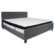 Tribeca King Size Tufted Upholstered Platform Bed in Dark Gray Fabric with Memory Foam Mattress, HG-BMF-32-GG