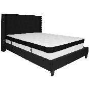 Riverdale Queen Size Tufted Upholstered Platform Bed in Black Fabric with Memory Foam Mattress, HG-BMF-39-GG