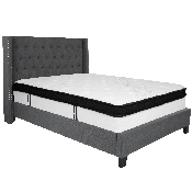 Riverdale Full Size Tufted Upholstered Platform Bed in Dark Gray Fabric with Memory Foam Mattress, HG-BMF-46-GG