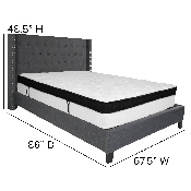 Riverdale Queen Size Tufted Upholstered Platform Bed in Dark Gray Fabric with Memory Foam Mattress, HG-BMF-47-GG