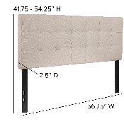 Bedford Tufted Upholstered Full Size Headboard in Beige Fabric, HG-HB1704-F-B-GG