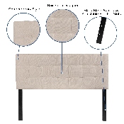 Bedford Tufted Upholstered Full Size Headboard in Beige Fabric, HG-HB1704-F-B-GG