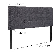 Bedford Tufted Upholstered Full Size Headboard in Dark Gray Fabric, HG-HB1704-F-DG-GG