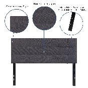 Bedford Tufted Upholstered Full Size Headboard in Dark Gray Fabric, HG-HB1704-F-DG-GG