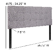 Bedford Tufted Upholstered Full Size Headboard in Light Gray Fabric, HG-HB1704-F-LG-GG