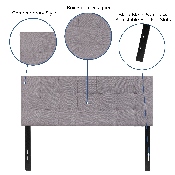 Bedford Tufted Upholstered Full Size Headboard in Light Gray Fabric, HG-HB1704-F-LG-GG