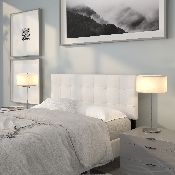 Bedford Tufted Upholstered Full Size Headboard in White Fabric, HG-HB1704-F-W-GG