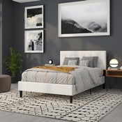 Bedford Tufted Upholstered Full Size Headboard in White Fabric, HG-HB1704-F-W-GG