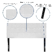 Bedford Tufted Upholstered Full Size Headboard in White Fabric, HG-HB1704-F-W-GG